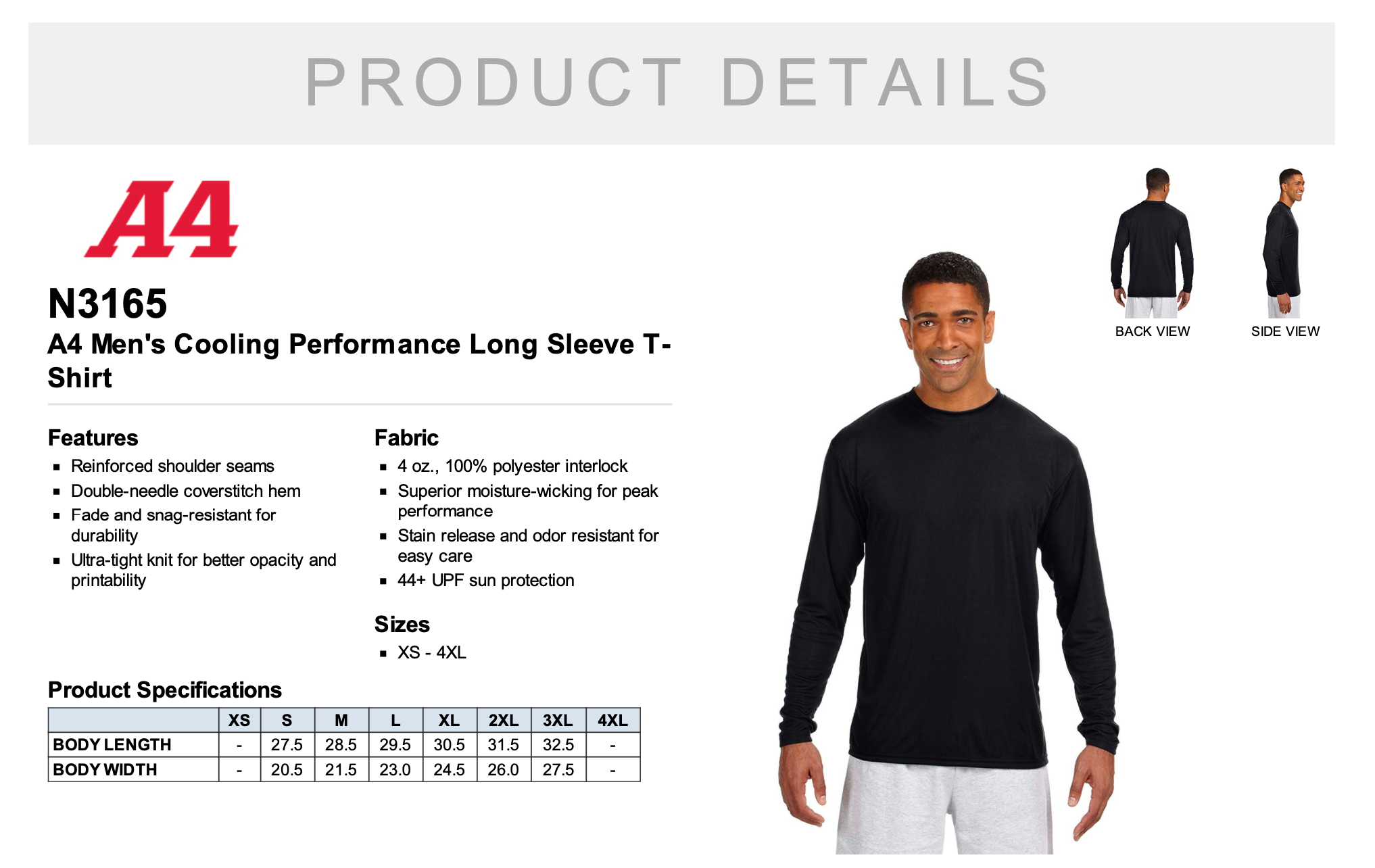 Black Long Sleeve Performance T-Shirt