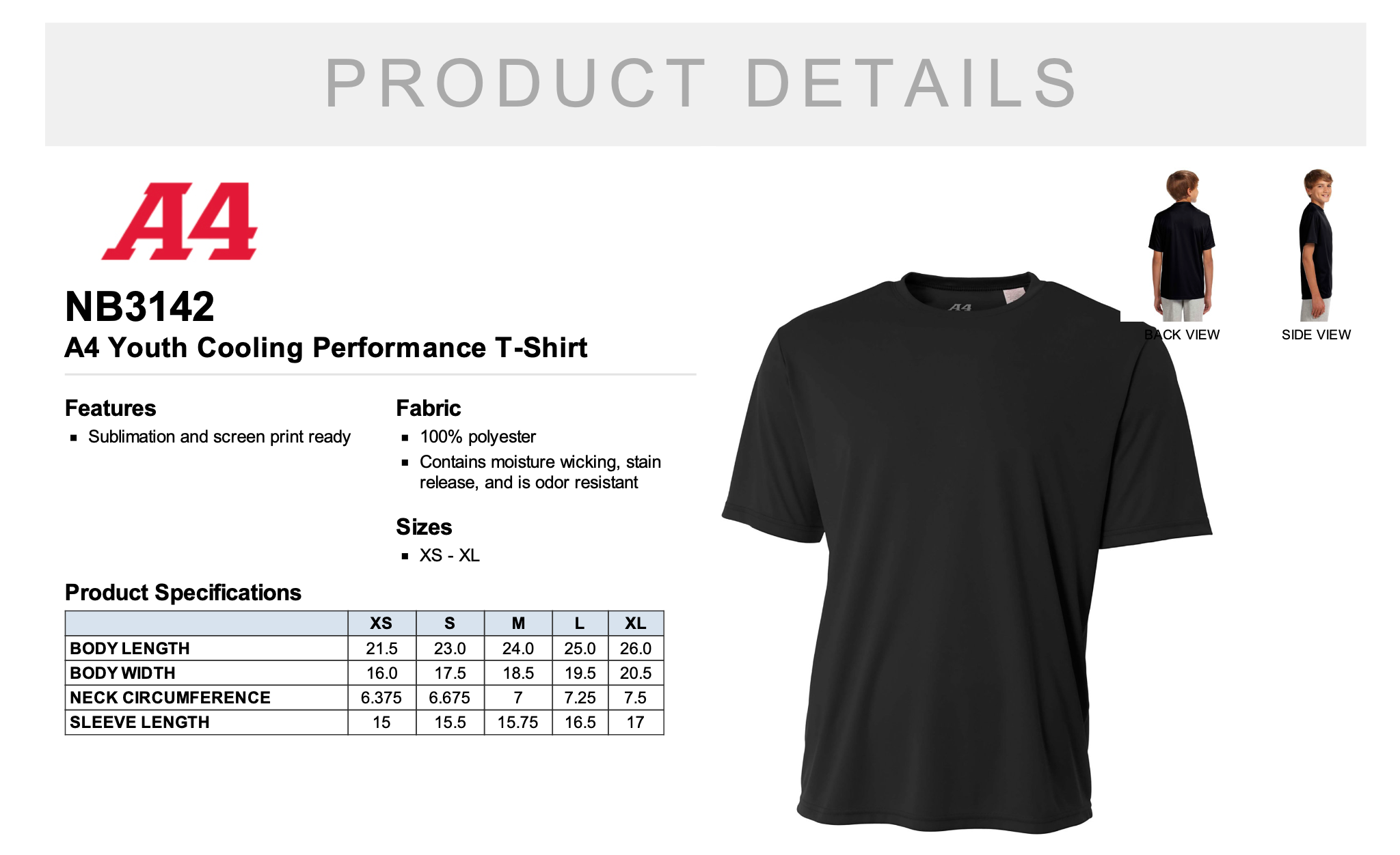Black Short Sleeve Performance T-Shirt