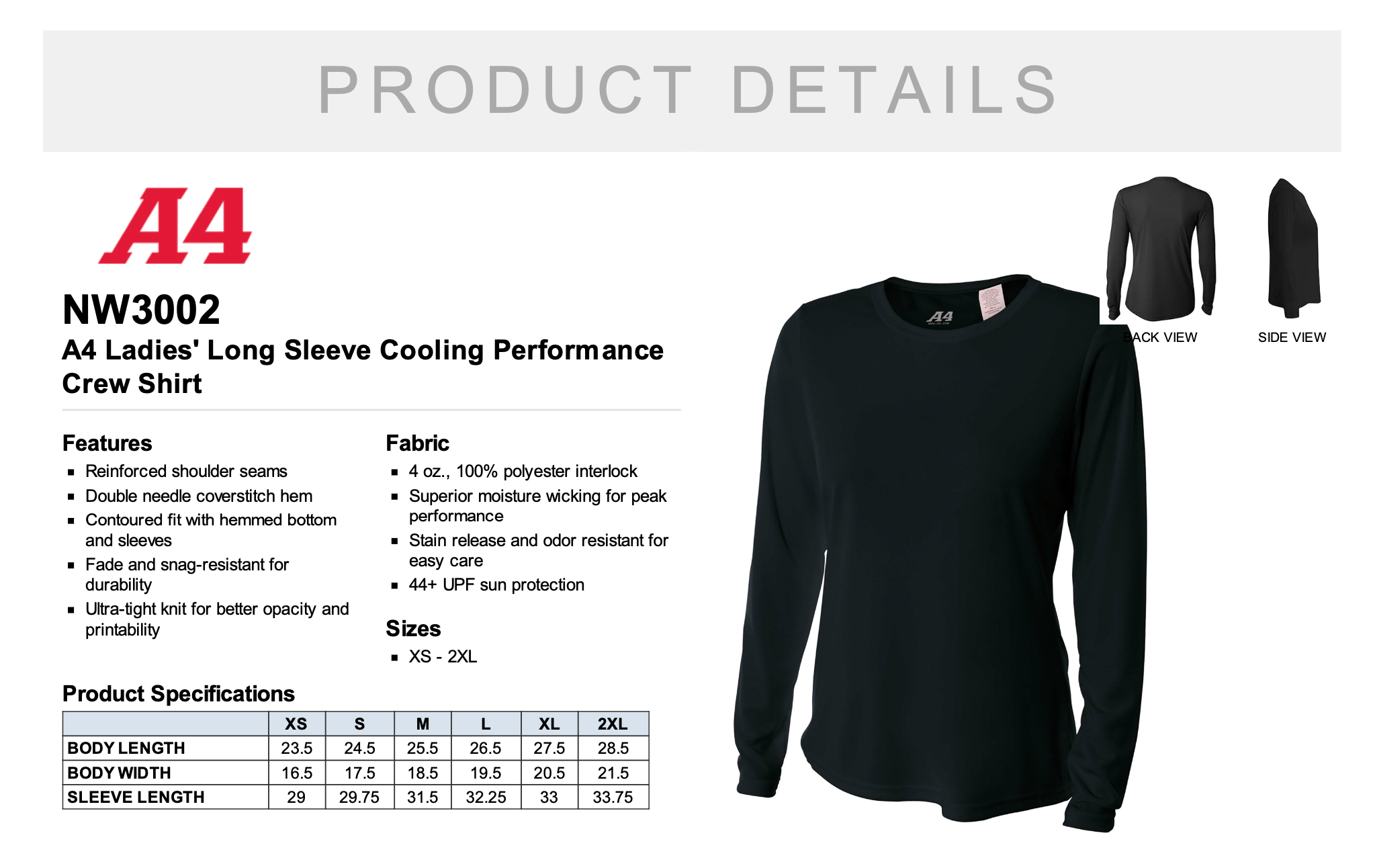 Black Long Sleeve Performance T-Shirt